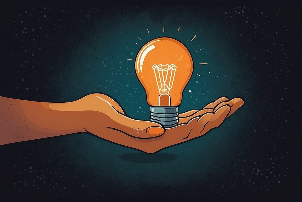 Hand holding a lightbulb