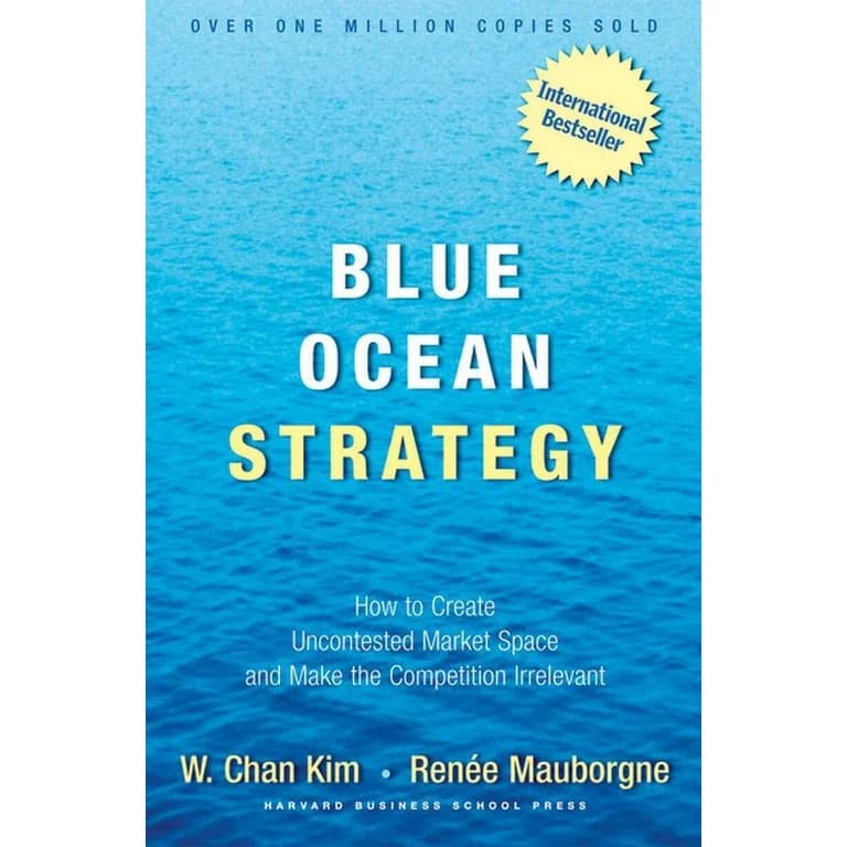 Blue Ocean Strategy book cover - Hardcover with the title 'How to Create Uncontested Market Space and Make the Competition Irrelevant' by W. Chan Kim and Renée Mauborgne