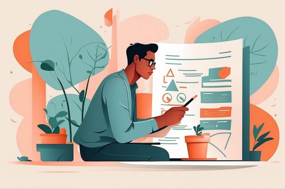 Solopreneur sketching a marketing plan for strategic success