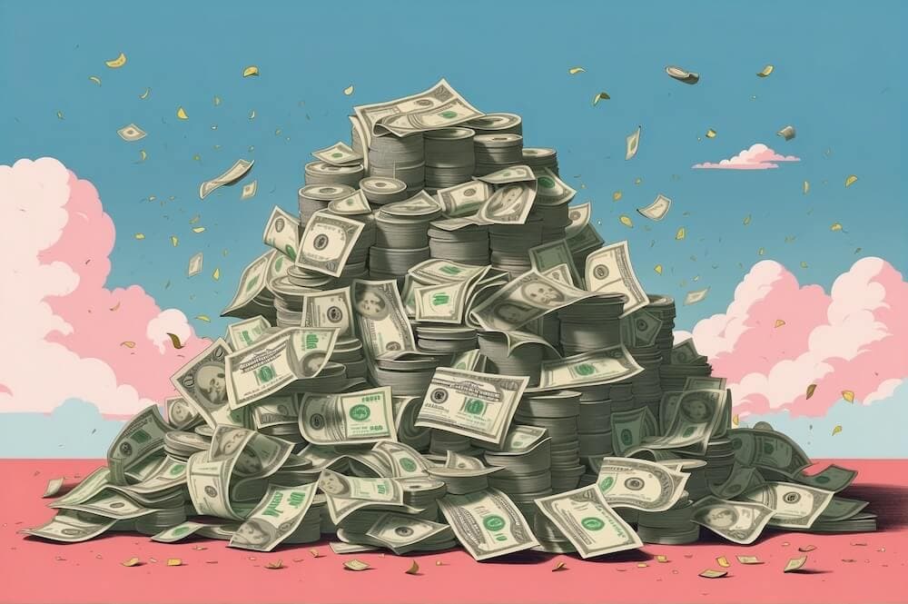 Pile of money symbolizing Lean Six Sigma success.