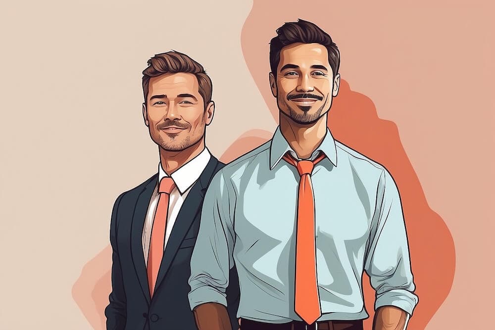 Solopreneur next to suited entrepreneur