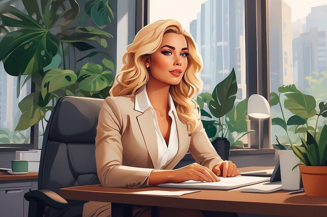 Female entrepreneur in her modern office