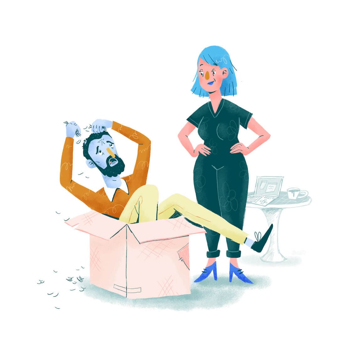 Illustration of being stuck in the wrong positioning box from redthread-dk