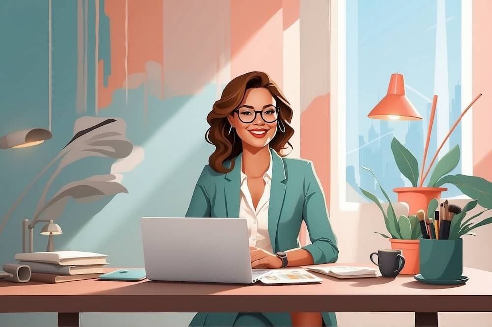 A micropreneur in their home office