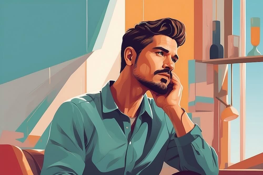Entrepreneur contemplating - thoughtful business consideration